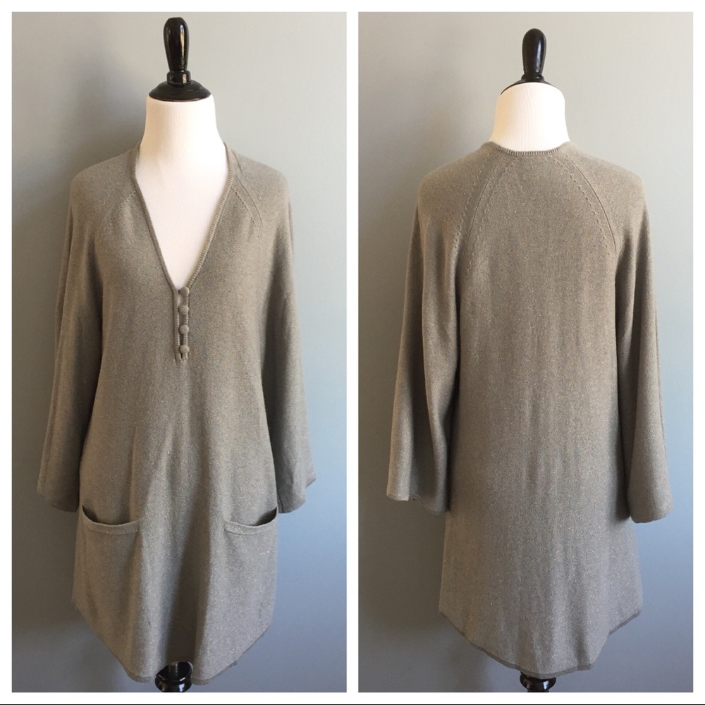 Halston Heritage gray & multi metallic tunic dress
